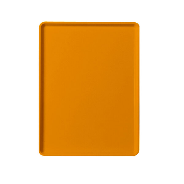 A rectangular orange Cambro dietary tray.