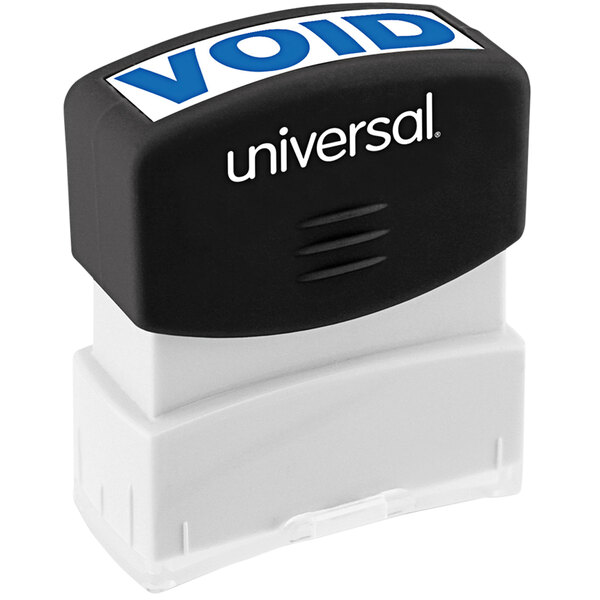 A blue Universal void message stamp with white text.
