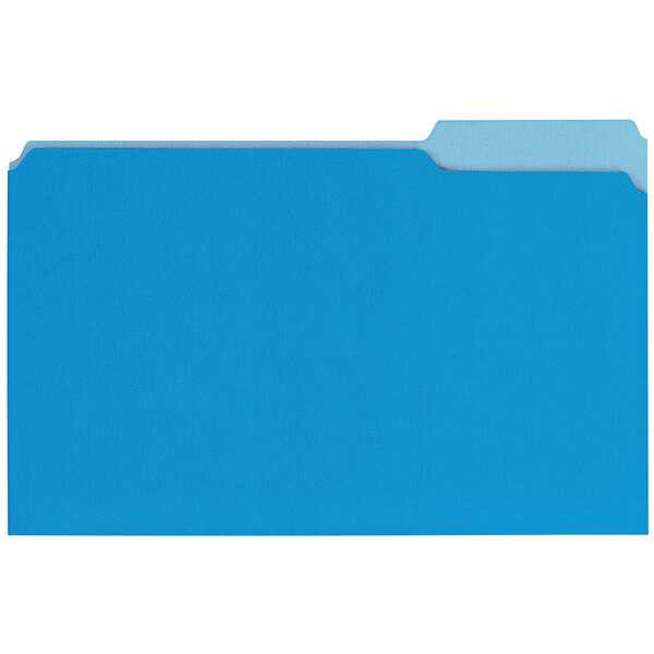 Universal UNV10521 Legal Size File Folder - Standard Height with 1/3 Cut Assorted Tab, Blue - 100/Box
