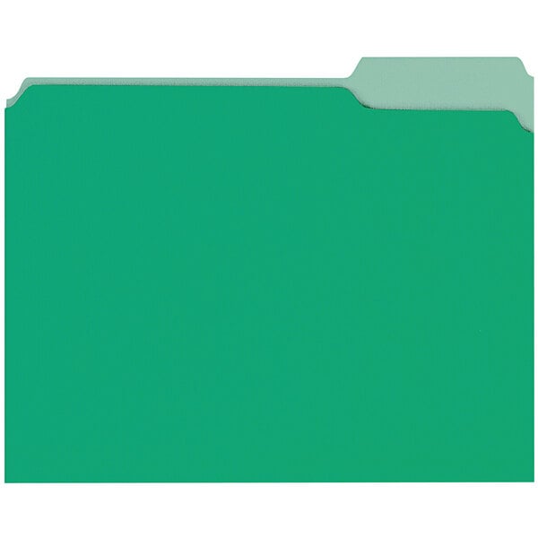 A green Universal file folder with a white tab.