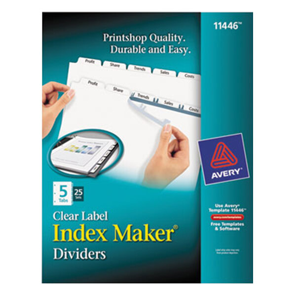 Avery® 11446 Index Maker 5-Tab Divider Set with Clear Label Strip - 25/Box