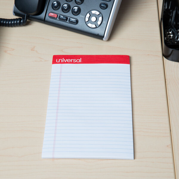 Universal UNV46300 5" x 8" Narrow Ruled White Perforated Edge Writing Pad - 12/Case