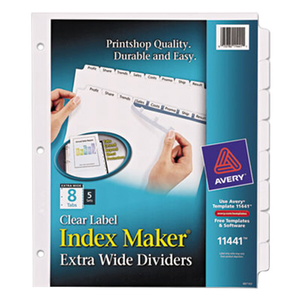 Avery 11441 Index Maker 8Tab ExtraWide Dividers with Clear Label
