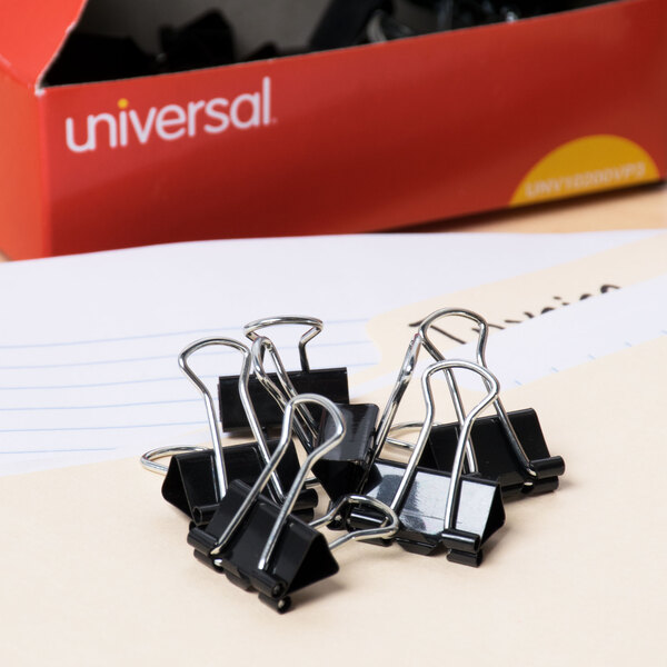 Universal UNV10200VP3 3/8" Capacity Black Small Binder Clip - 36/Pack