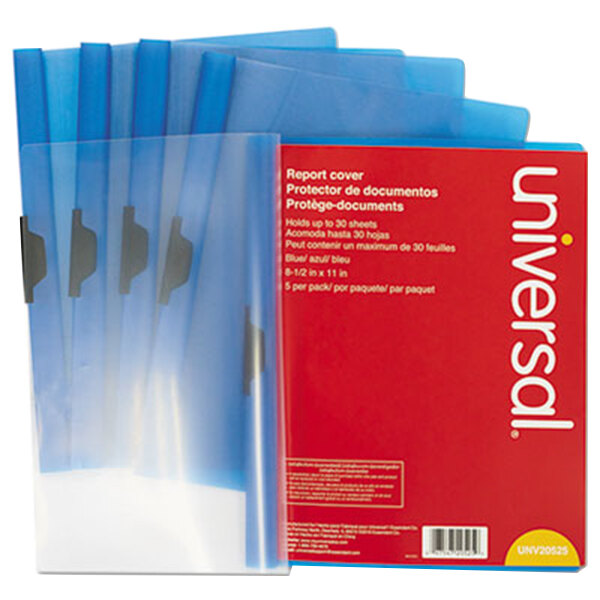 Universal Office UNV20525 11" x 8 1/2" Blue Plastic Report Cover with