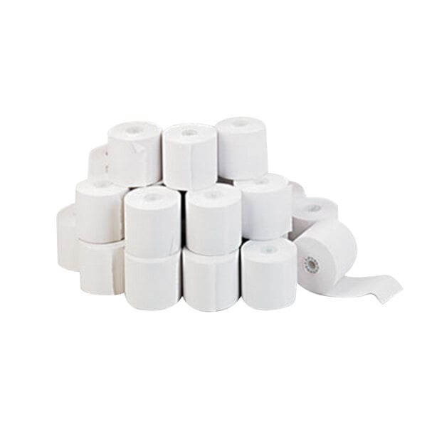 Universal Office UNV35710GN 2 1/4" x 130' White 1-Ply Adding Machine and Calculator 16# Paper Roll - 100/Case