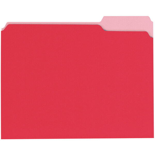 Universal UNV10503 Letter Size File Folder - Standard Height with 1/3 Cut Assorted Tab, Red - 100/Box