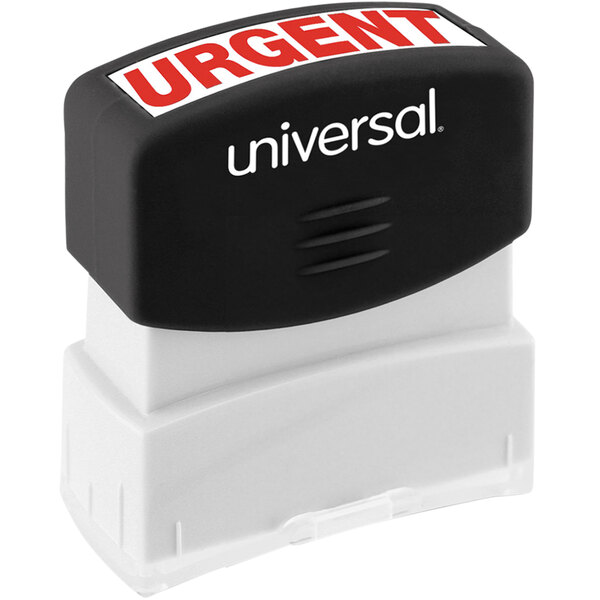 Universal UNV10070 1 11/16" x 9/16" Red Pre-Inked Urgent Message Stamp