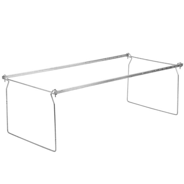 A Universal adjustable metal hanging file folder frame with two legs.