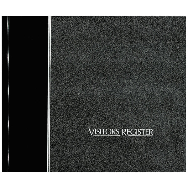 Rediform 57802 8 1/2" x 9 7/8" Black Hardcover Visitor Register Book with 128 Pages