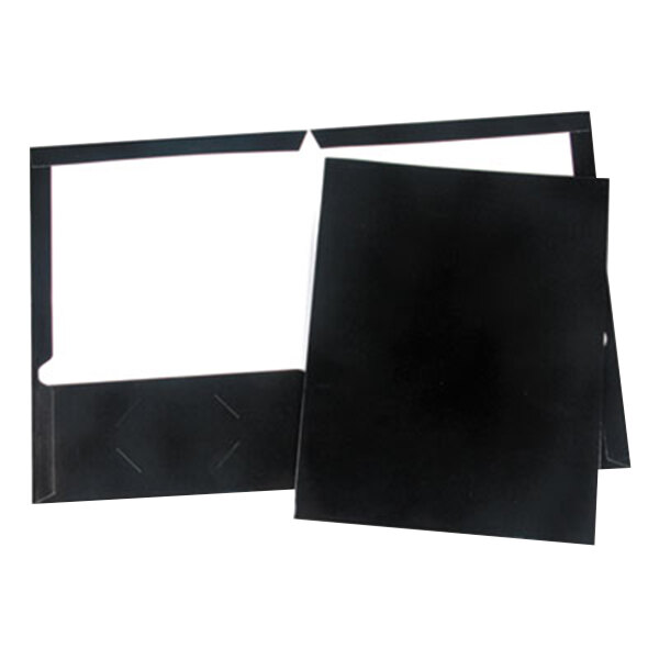 Universal UNV56416 Letter Size 2-Pocket Laminated Paper Pocket Folder, Black - 25/Box