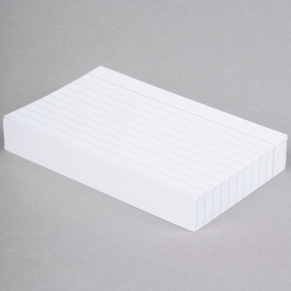 Universal UNV47210 3" x 5" White Ruled Index Card 100/Pack