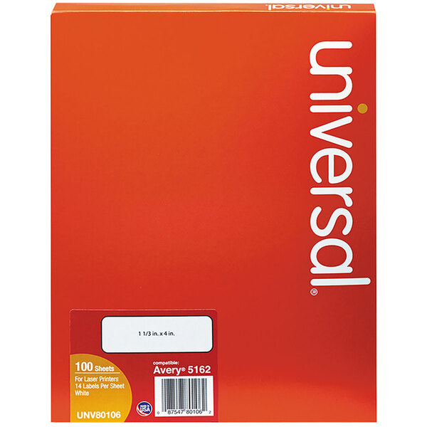 A box of Universal white label paper with white background.