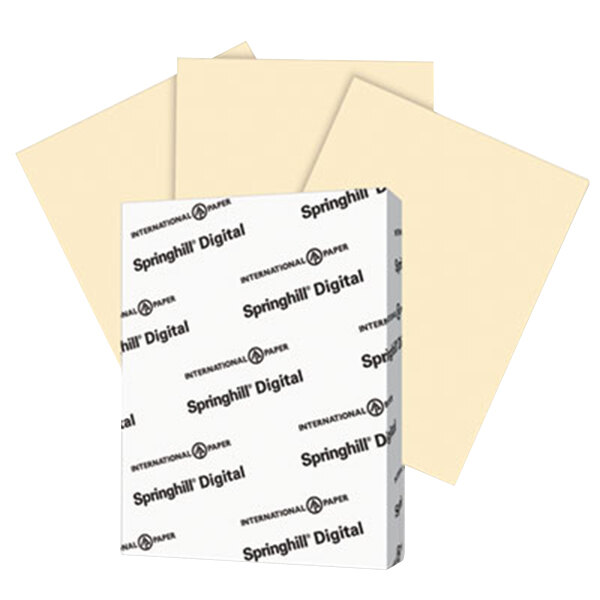 International Paper 056300 Springhill Digital 8 1/2" x 11" Ivory Pack of 110# Smooth Index Paper Cardstock - 250 Sheets