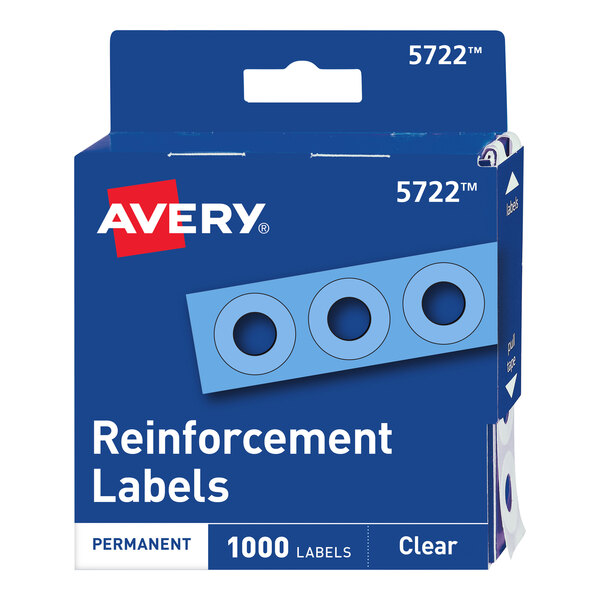 Avery® 5722 1/4" Clear Hole Reinforcement Label with Dispenser - 1000/Pack