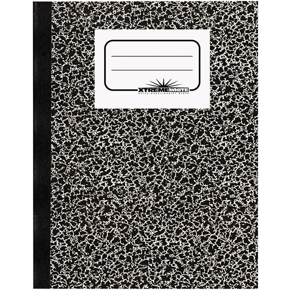 National 43460 7 7/8" x 10" Black Marble Wide Rule Composition Book - 80 Sheets