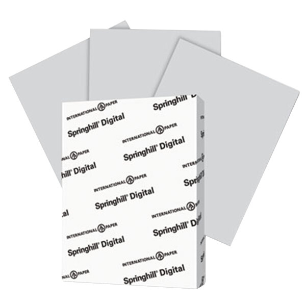 International Paper 065300 Springhill Digital 8 1/2" x 11" Gray Pack of #110 Smooth Index Paper Cardstock- 250 Sheets