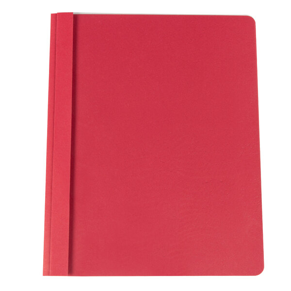 Universal Office UNV57123 11" x 8 1/2" Red Leatherette Embossed Paper Report Cover with Clear Cover and Prong Fasteners, Letter   - 25/Box