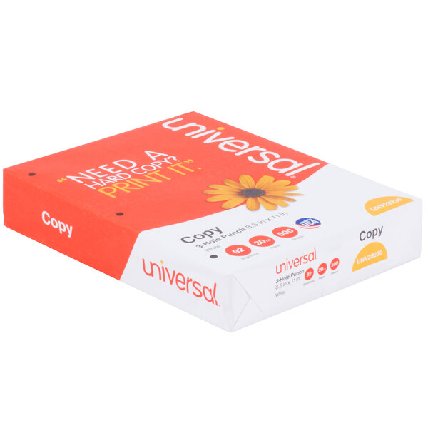Universal Office UNV28230 8 1/2" x 11" White 3Hole Punched Case of 20