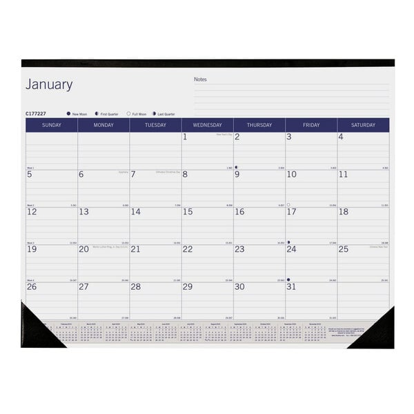 Blueline CA177227 22" x 17" White Monthly Academic July 2021 - July 2022 Desk Pad Calendar