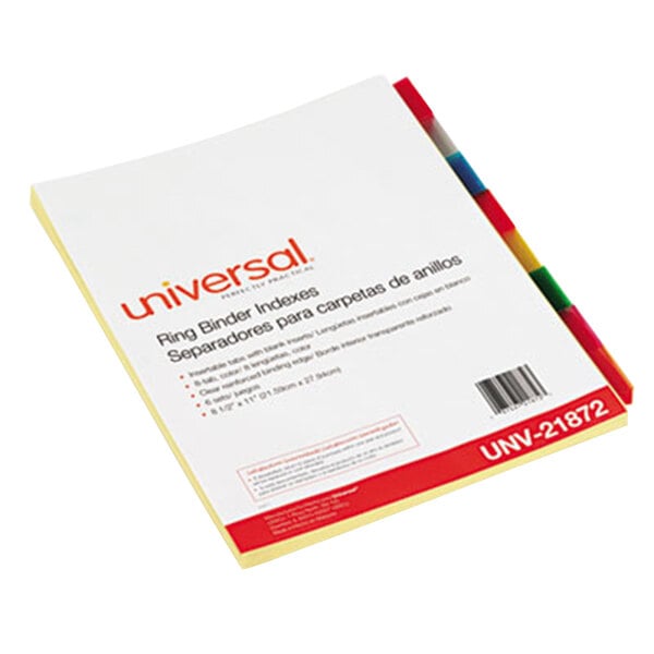 Universal UNV21872 Multi-Color 8-Tab Insertable Index Divider Set - 6/Pack