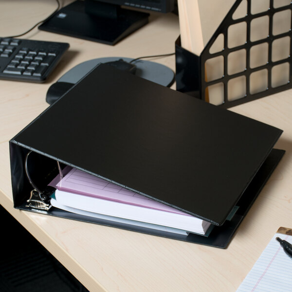 Universal UNV20706 Black Non-View Binder with 4" Slant Rings and Spine Label Holder