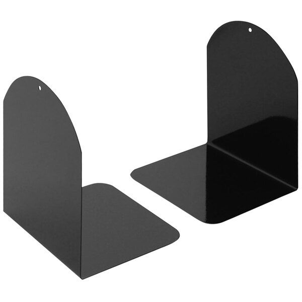 Universal UNV54071 6" x 5" x 7" Black Metal Magnetic Bookends