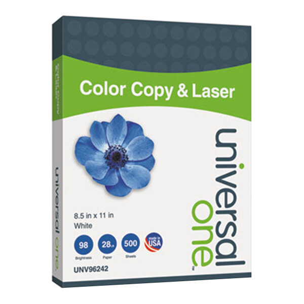 Universal Office UNV96242 8 1/2" x 11" White Ream of 28# Copier and Laser Paper - 500 Sheets