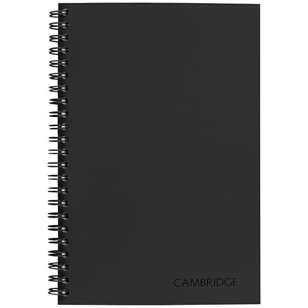 Cambridge 06074 8" x 5" Black Linen Legal Rule Side Bound Meeting Notebook - 80 Sheets
