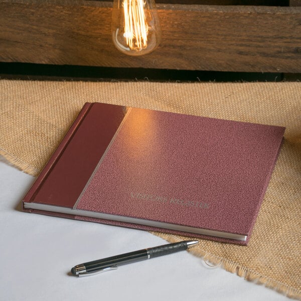 Rediform 57803 8 1/2" x 9 7/8" Burgundy Hardcover Visitor Register Book with 128 Pages