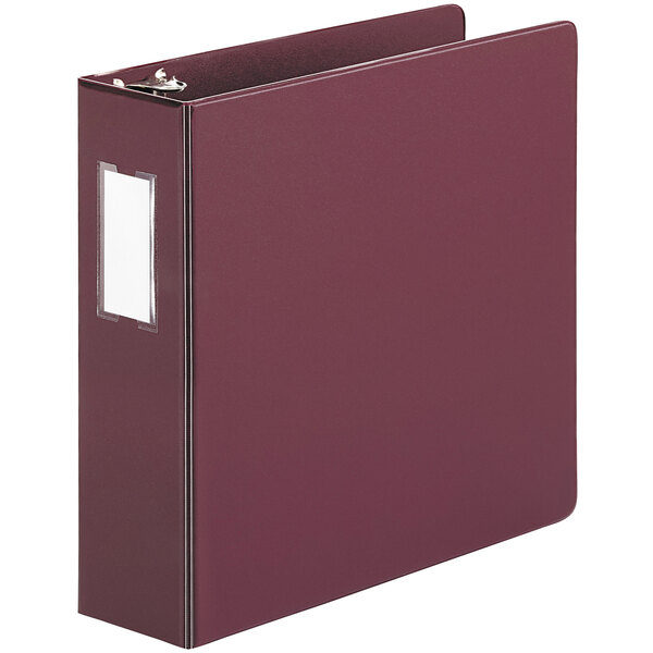 Universal UNV35416 Burgundy Economy Non-Stick Non-View Binder with 3" Round Rings and Spine Label Holder