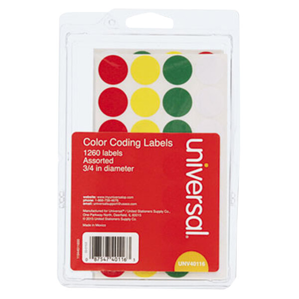 Universal UNV40116 3/4" Round Assorted Color Coding Labels 1260/Pack