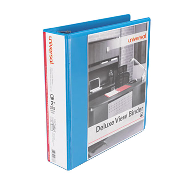 Universal UNV20733 Light Blue Deluxe NonStick View Binder with 2