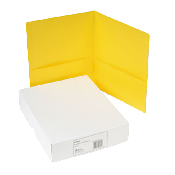Avery® 47992 Letter Size 2-Pocket Paper Folder, Yellow - 25/Box