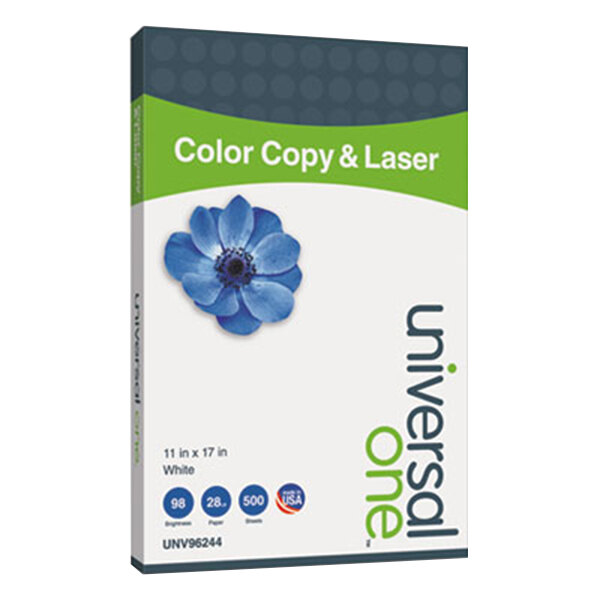 Universal Office UNV96244 11" x 17" White Ream of 28# Copier and Laser Paper - 500 Sheets