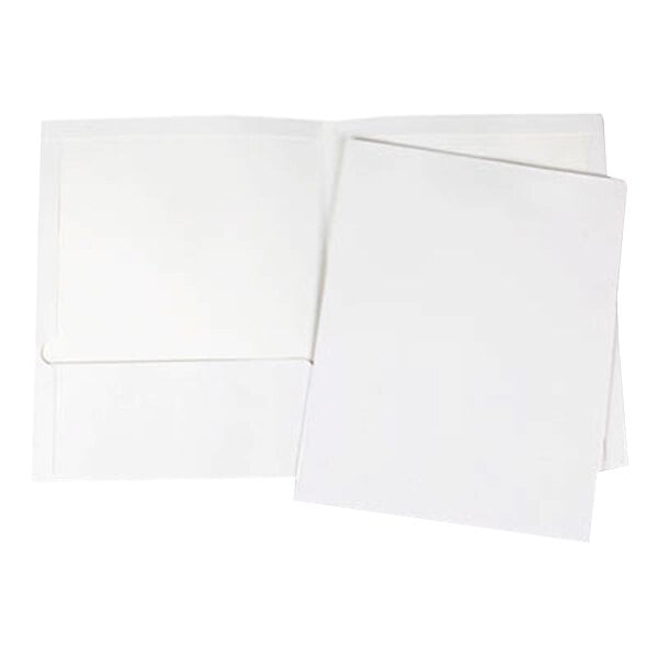 Universal UNV56417 Letter Size 2-Pocket Laminated Paper Pocket Folder, White - 25/Box