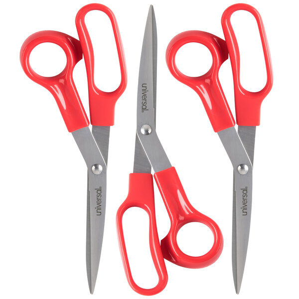 Universal UNV92019 7 3/4" Stainless Steel Scissors with Red Bent Handle