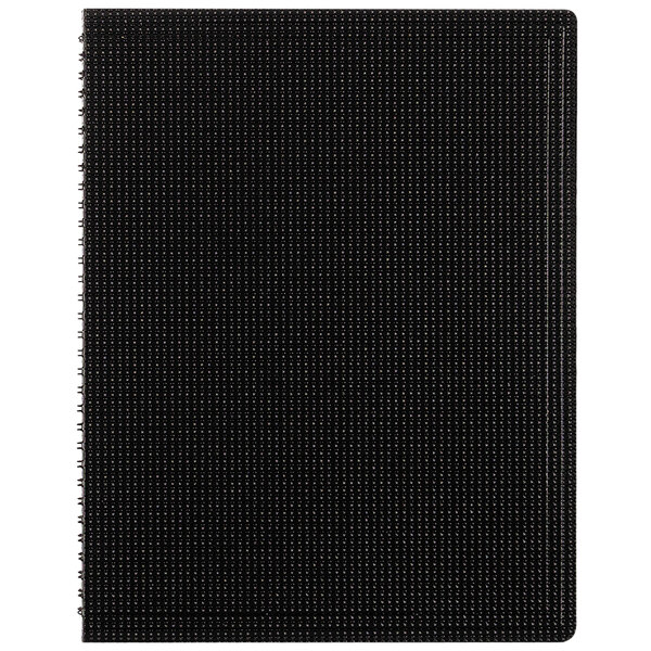 A Blueline black poly cover notebook with spiral binding.