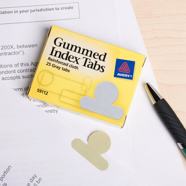 Avery® 59112 1/2" Round Gray Reinforced Cloth Gummed Index Tabs 25/Pack
