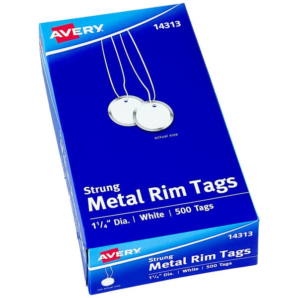 Avery® 14313 1 1/4" White Heavy Weight Metal Rim Tag - 500/Box