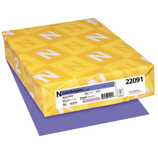 Astrobrights 22091 8 1/2" x 11" Venus Violet Pack of 65# Smooth Color Paper Cardstock - 250 Sheets