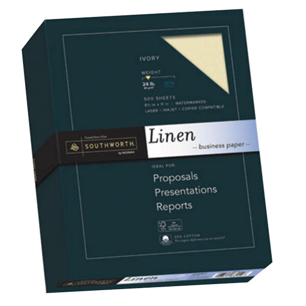 A box of Southworth ivory linen business paper with a label.