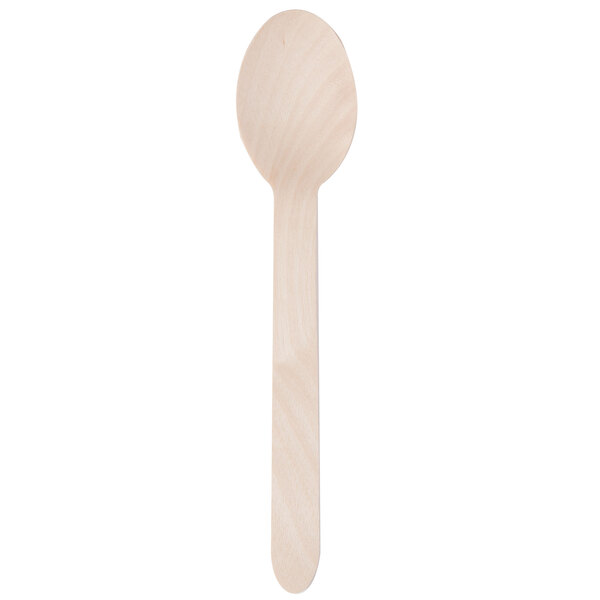 LoengMax Disposable Wooden Spoons-100PCS 6 Length-Wood Cutlery-Eco Friendly-100% Compostable Biodegradabl-Natural Wooden Utensils