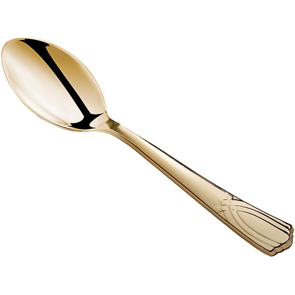 Gold Plastic Spoons Gold Visions 6 1/2" Gold Look Heavy Weight