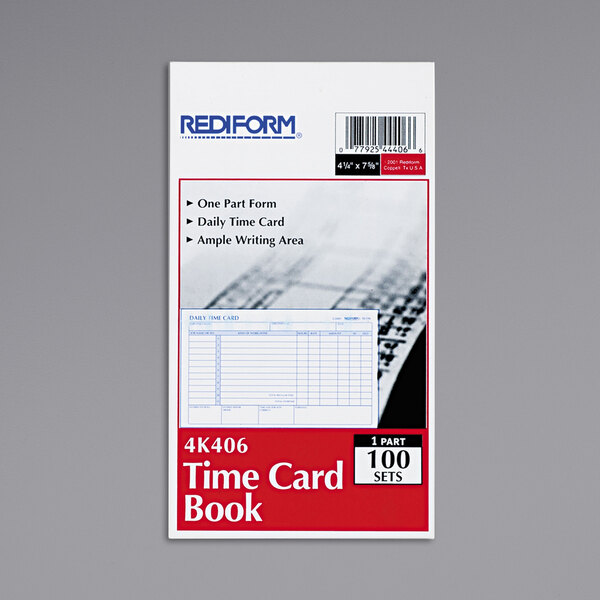 Rediform Office 4K406 Two-Sided Daily Employee Time Card Book - 100 Sheets