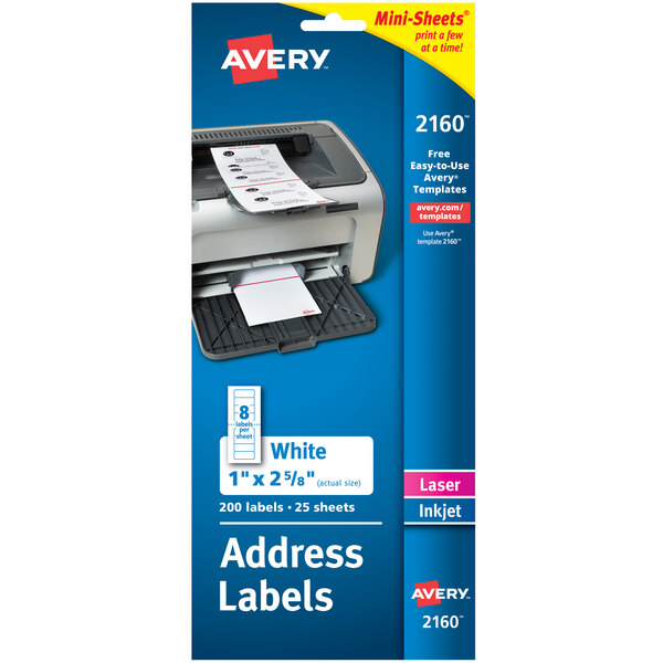 Avery® 2160 1" x 2 5/8" Mini-Sheets White Printable Address Labels - 200/Pack