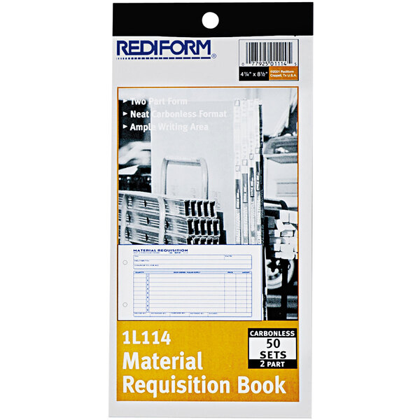 Rediform Office 1L114 Material Requisition Book, 7 7/8" x 4 1/4" 2-Part Carbonless, 50-Set Book