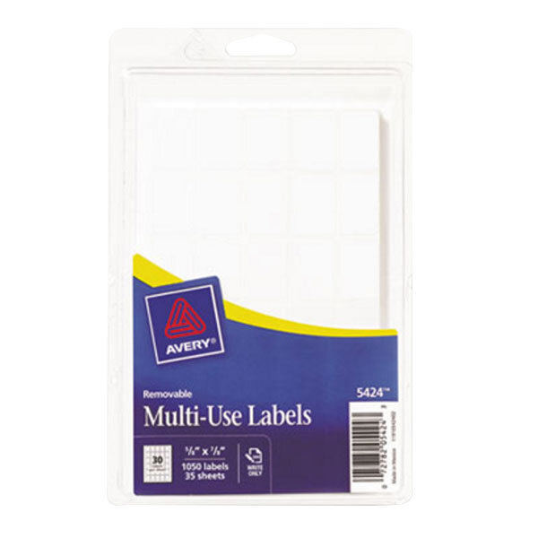 Avery® 5424 5/8" x 7/8" White Rectangular Removable Write-On Labels - 1050/Pack