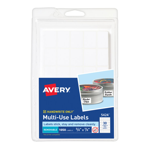 A package of white Avery rectangular labels.