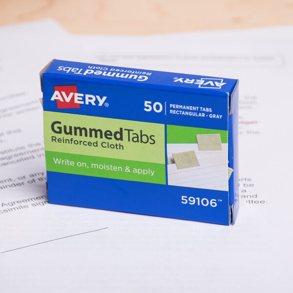 Avery® 59106 1" x 13/16" Gray Reinforced Cloth Gummed Index Tabs - 50/Pack